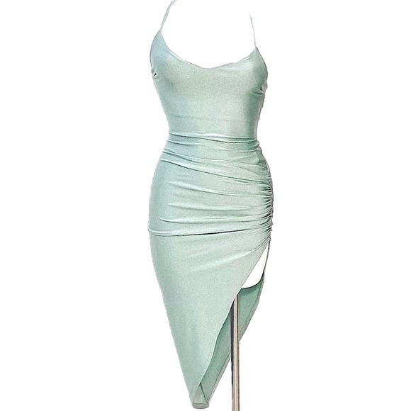 Windsor The Minimal High Slit Asymmetrical Midi Dress - Sage, Women’s Size Small - Picture 12 of 13